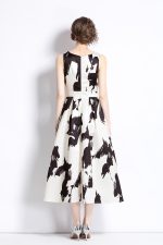 Vibrant Abstract Fitted Waist A Line Dress - Image 4