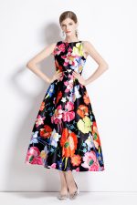 Vibrant Abstract Fitted Waist A Line Dress - Image 11
