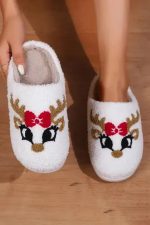White Christmas Deer Home Indoor Plush Slippers - Image 21