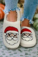 White Christmas Santa Clause Graphic Plush Slippers - Image 12
