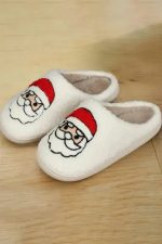 White Christmas Santa Clause Graphic Plush Slippers - Image 5