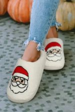 White Christmas Santa Clause Graphic Plush Slippers - Image 3