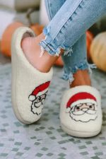 White Christmas Santa Clause Graphic Plush Slippers - Image 2