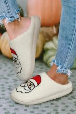 White Christmas Santa Clause Graphic Plush Slippers - Image 4
