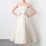 White Jacquard Square Neck Balletcore Wedding Dress