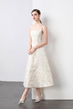 White Jacquard Square Neck Balletcore Wedding Dress - Image 2